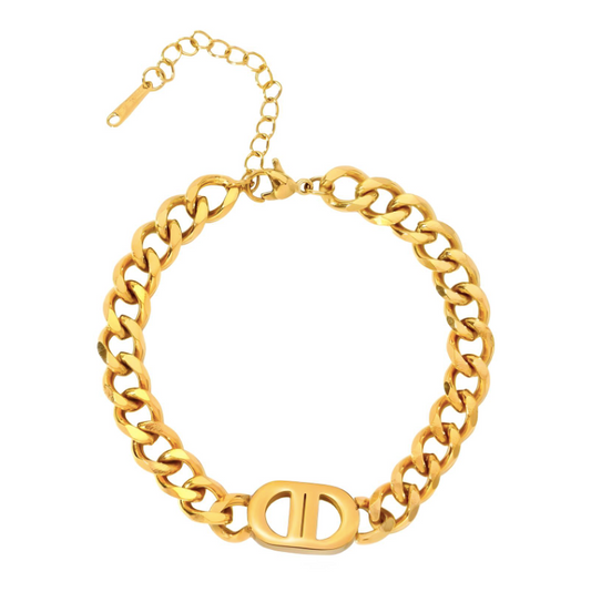 Gold cuban "DD" bracelet