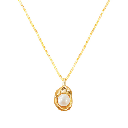 18K gold plated Stainless steel pearl necklace